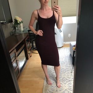 H&M maroon ribbed midi dress, XS